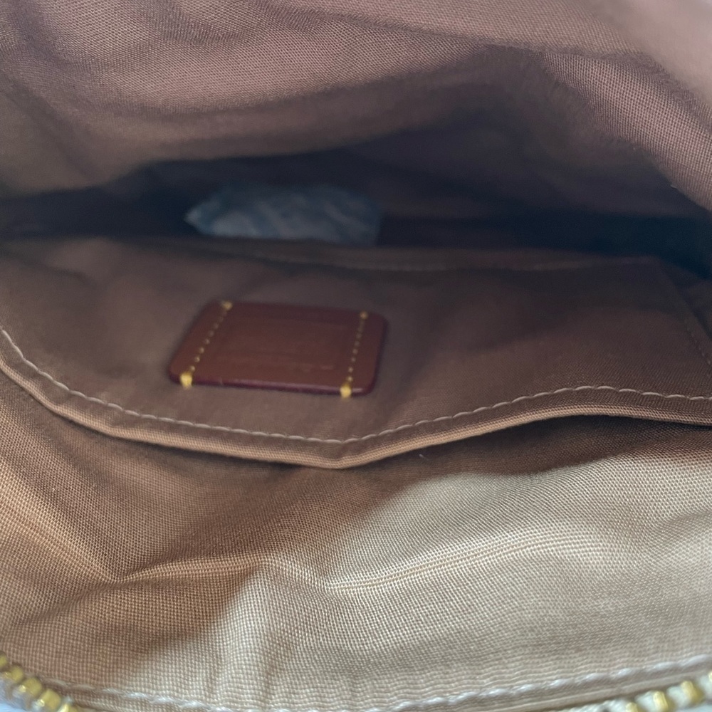 Coach Signature Logo Canvas Crossbody Tan Bag - Picture 10 of 10